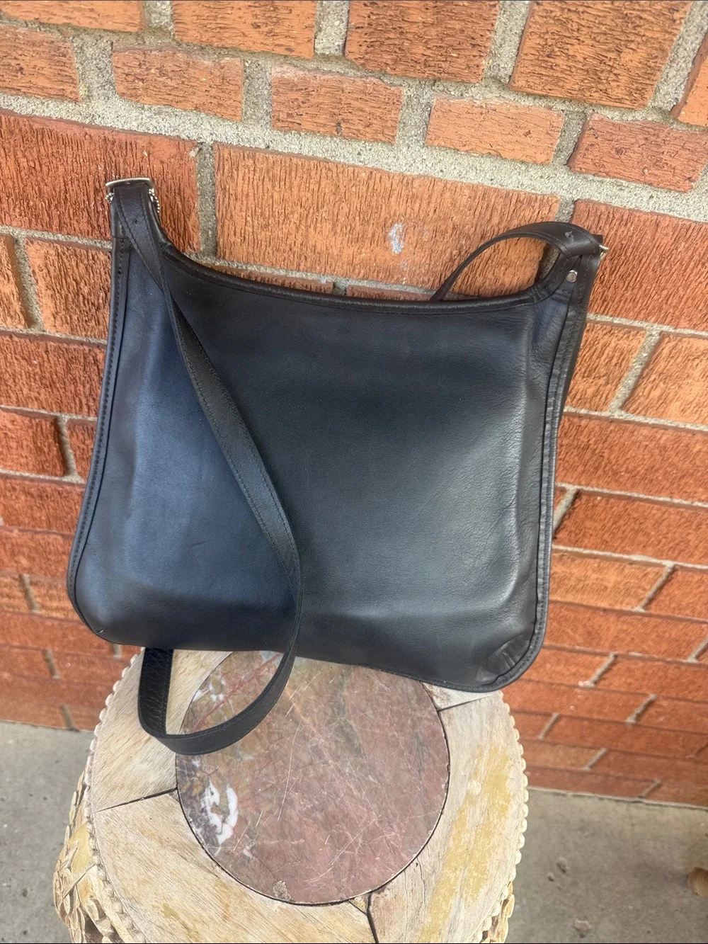 🖤Vintage Authentic Coach Black hobo hippie Bag with palladium hardware K3H-913